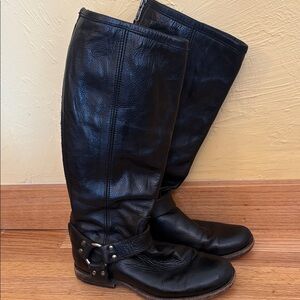 Frye Phillip Harness Boot 76850 Black Leather Zip Sz 7